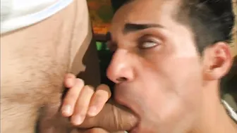 Twink waits for a blowjob before hard bareback anal fucking