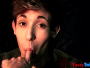 Blake Mast and Trace Van De Kamp blowing cock in the dark