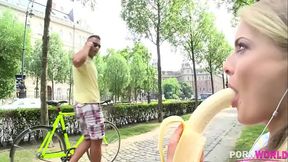 Biker bangs Cayenne Klein'_s tight shaved pussy really hard GP1043