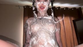 she s all foamy - huge soapy ass gets a huge cock