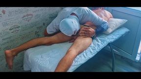 Twink takes huge rod bareback and thanks masseur with a rimjob