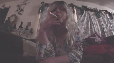 Blonde MILF smokes her cigarette while thinking about your cock