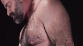 Jock Jay James jerks meat while getting butt drilled by bushy stud Bishop Angus