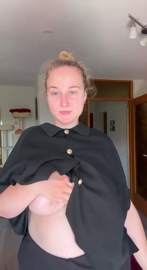 Woman in black cape