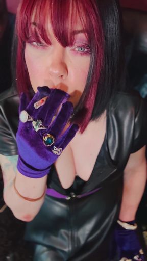 Queen Of Smoking Tina Snua Smoking A Cork Cigarette In Leather &amp; Gloves   Clip 1