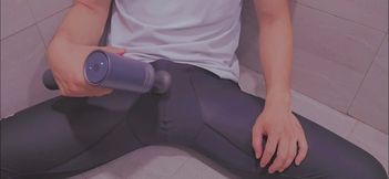 Asian fox dog alone squeezes creamy loads daily with black tights and squirting machine