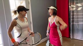 Tennis 3some two hot chicks and 1 guy wonder who will win