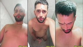 son of lilith jerking his big uncut cock and eating his own cum