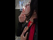 Sexy vampire smoke and wet pussy