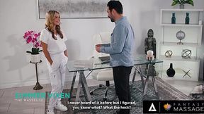 Lucky Bastard Gets His Dick Rubbed and Shoved Up Babe's Ass During Sensual Massage