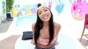 Horny Asian XXX teen is so excided to take her top and penties off