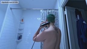 Teal Hair Trim Shave - Blue Hair Part 2 GLIMMER using clippers to cut hair for Fetish Con with a short fade hair style