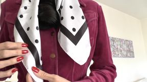 Demonstration of Beautiful Satin Headscarves, JOI, Lady Victoria Valente