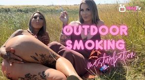 Outdoor smoking masturbation