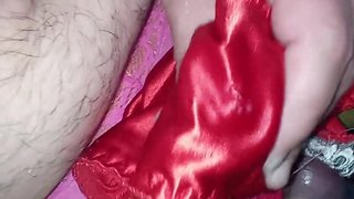 Satin panties facial cumshot