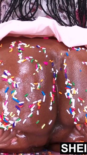 Spreading My Food Sprinkles Covered Asshole And Wet Pussy Wide Open During Closeup Extreme Fetish, Busty Young   Clip 1