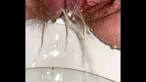 PISSING IN HIS TOILET, LOOK HOW HAIRY HIS PISS IS, THE PISS FLOWS WELL &amp_ SMELLS GOOD. I WANT TO DESCRIBE YOU, LOOK SOON.