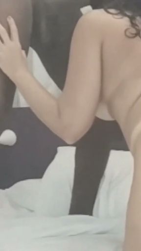Cuckold cant hel himself and put her hand on mega cock   Clip 1
