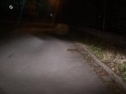 Naked on roadside with passing car