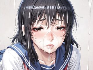 The student hotty is cummed all over her face