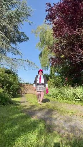 Dressed in a little plaid skirt for a night out