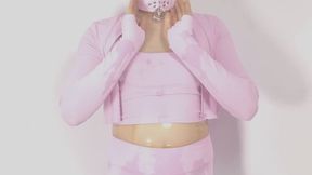Heavy Rubber Fitness Sissy Doll Sweats, Edges Then Cums
