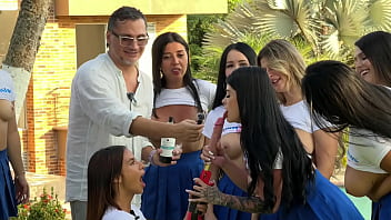 10 hot Latinas in lesbian orgy with podcast host Juan Bustos