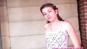 ”Little Liana show natural tits & rubbing muff”