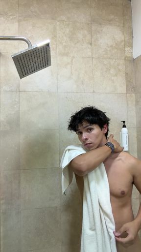 Flexing my muscles in the showers