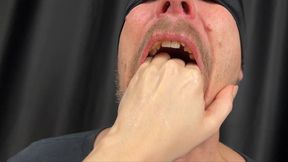 Deep Fucking Hand Mouth to Gagging Close Ups - Licking Drooling Fingers, Female Domination, Slave Face Humiliation