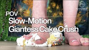 POV Giantess Slow Motion Cake Crush – Size 16 Teasing Then Total Destruction