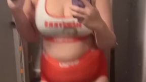 Hooters girl gives a wet and wild e-girl blowjob