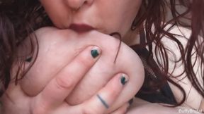 Big Tit BBW Pregnant Spit and Tit Sucking Tongue Play