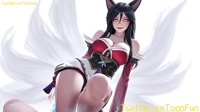 Ahri gets her throat wrecked in League of Legends hentai