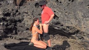 passion among the rocks with bella model