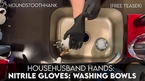 Househusband Gloves: Nitrile Wearing &#x2013; Bowl Wash Fun