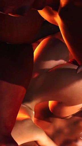 Inferno. Hot sex in hell. Devil fucks hard a young sexy slave