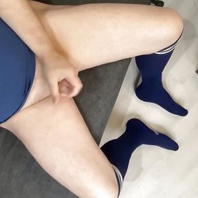 Blue Adidas Knee High Socks, Toying My Ass