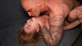 Submissive Redhead Rides Young Guy's Cock Not Expecting Such a Strong Fuck!