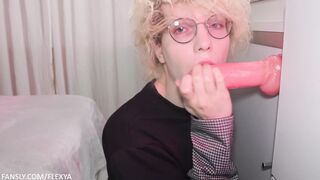 Side Look Femboy Faux-cock Deep throat