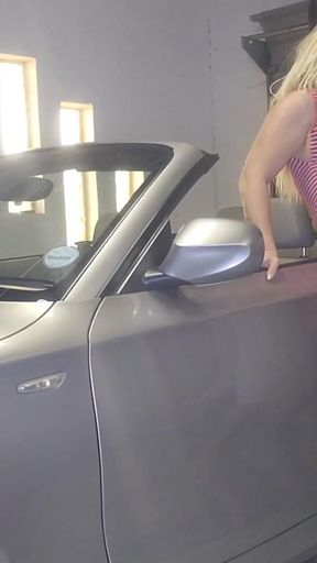 Stunning moment from &quot;Fucking hot blonde creampie bending over her convertible&quot;
