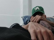 My testicles were full of milk and I couldn't resist the urge to make masturbate cum