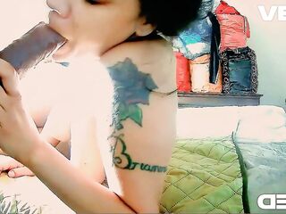 DEEPTHROATING Large Brown Penis Pov Sloppy Toppy Gagging Oral-sex