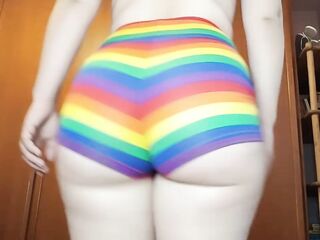 Large corpulent consummate butt walking in shorts