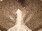 Using lotion to masterbate, look at that thick load at the end !
