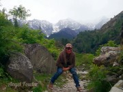 Pee desperation on the trekking trail when group of hikers have gone ahead, but someone might catch