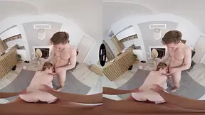Step sister gets double teamed by step dad and step bro in taboo throuple fuck