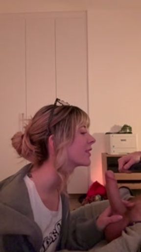 CUCK-CEPTION: sucking my boyfriend to a video of me fucking another man (HUGE FACIAL)