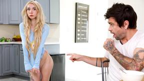 ”Kinky blonde teen stepsister pranks huge cock step sibling to get pounded”