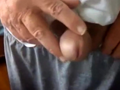 old man jerking his big dick